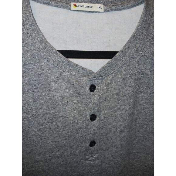 Marine Layer Double Knit Long Sleeve Henley Heather Gray XL Men's 13727 NWT $78 - Picture 2 of 8
